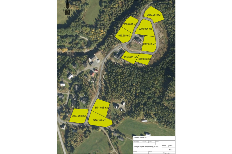 Ledige tomter i Mebygda 23.januar 2024 Gåsbakk Eiendom (landskap)