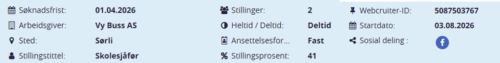 Ledig stilling sjåfør